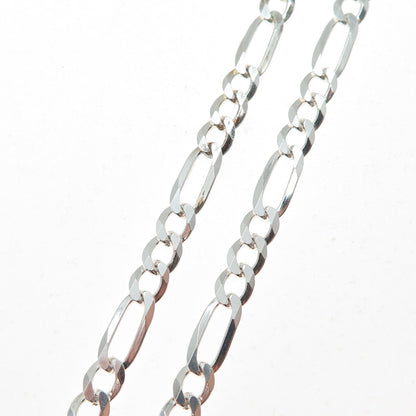 925 Sterling Silver Vintage Italy Figaro Chain Necklace 20"