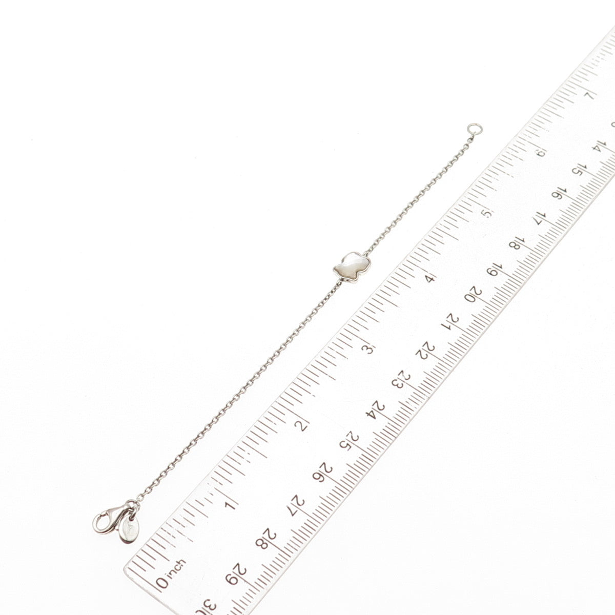 TOUS 925 Sterling Silver Real MOP Bear Cable Link Bracelet 5.75"