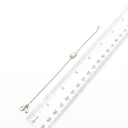 TOUS 925 Sterling Silver Real MOP Bear Cable Link Bracelet 5.75"