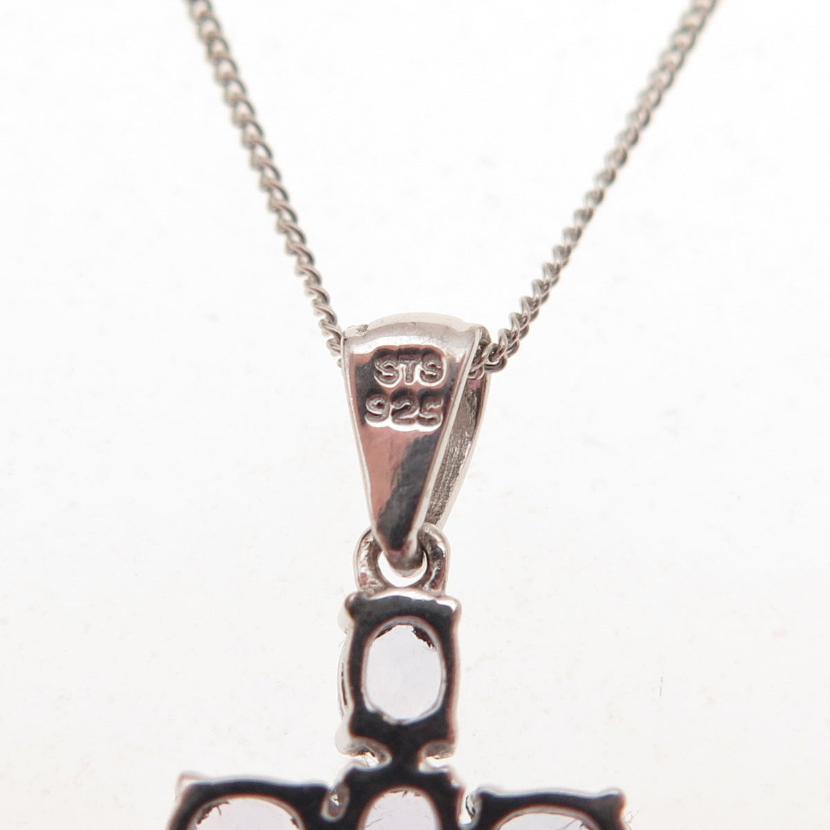 Chuck Clemency 925 Sterling Silver Real Tanzanite Cross Curb Chain Necklace 20"