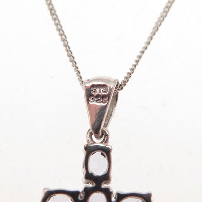 Chuck Clemency 925 Sterling Silver Real Tanzanite Cross Curb Chain Necklace 20"