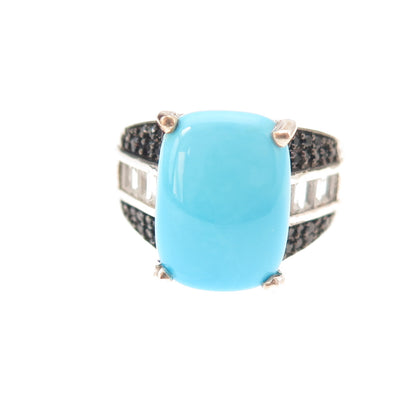Chuck Clemency 925 Sterling Silver Real Turquoise Spinel & Topaz Ring Size 7.25