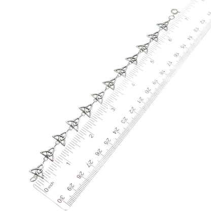 925 Sterling Silver Vintage Triquetra Celtic Link Bracelet 6.75"