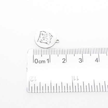 TWO IN TOWN 925 Sterling Silver Engraved Dog Round Tag Minimalist Charm Pendant