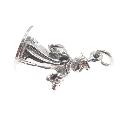 925 Sterling Silver Vintage Graduate Boy Minimalist 3D Charm Pendant