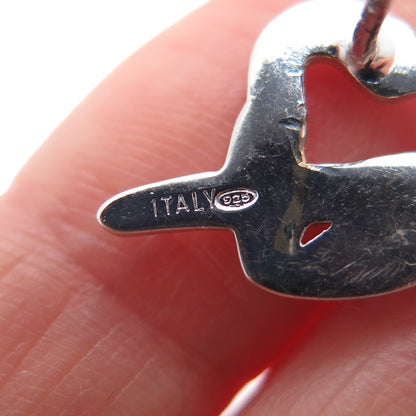 BALLOU 925 Sterling Silver Vintage Italy Enamel Heart Tie Tack / Lapel Pin