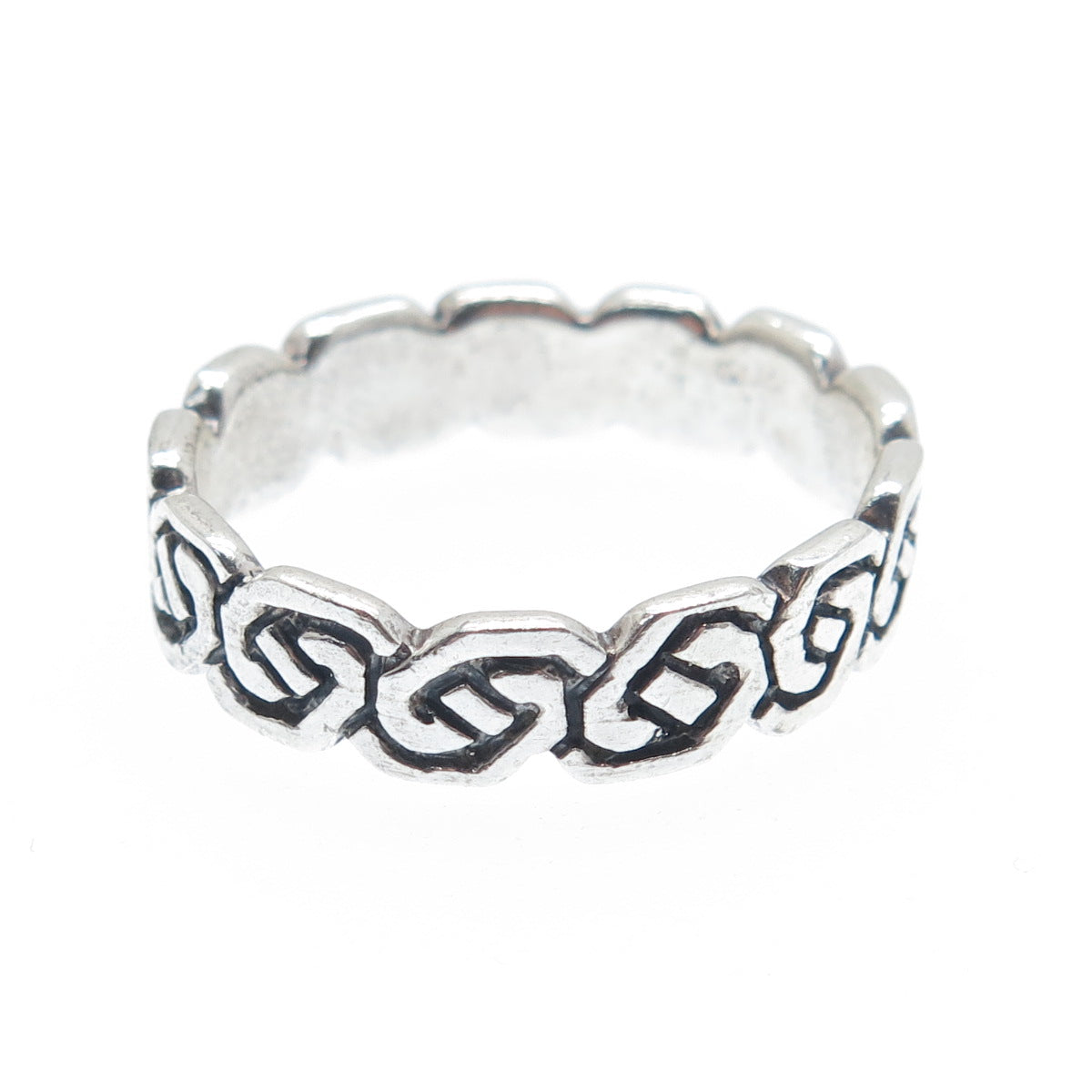 925 Sterling Silver Vintage Celtic Knot Oxidized Band Ring Size 9