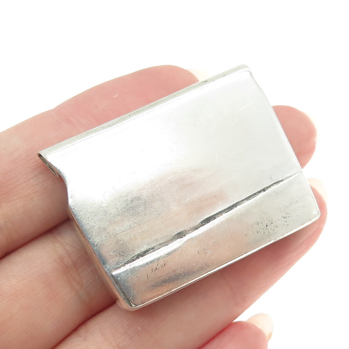 925 Sterling Silver Vintage Real Picture Jasper Modernist Slide Pendant