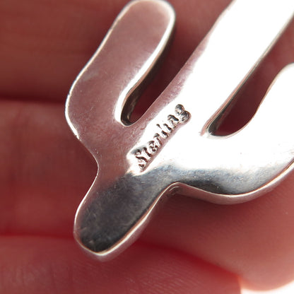 Old Pawn 925 Sterling Silver Vintage Southwestern Turquoise Opal Cactus Pendant