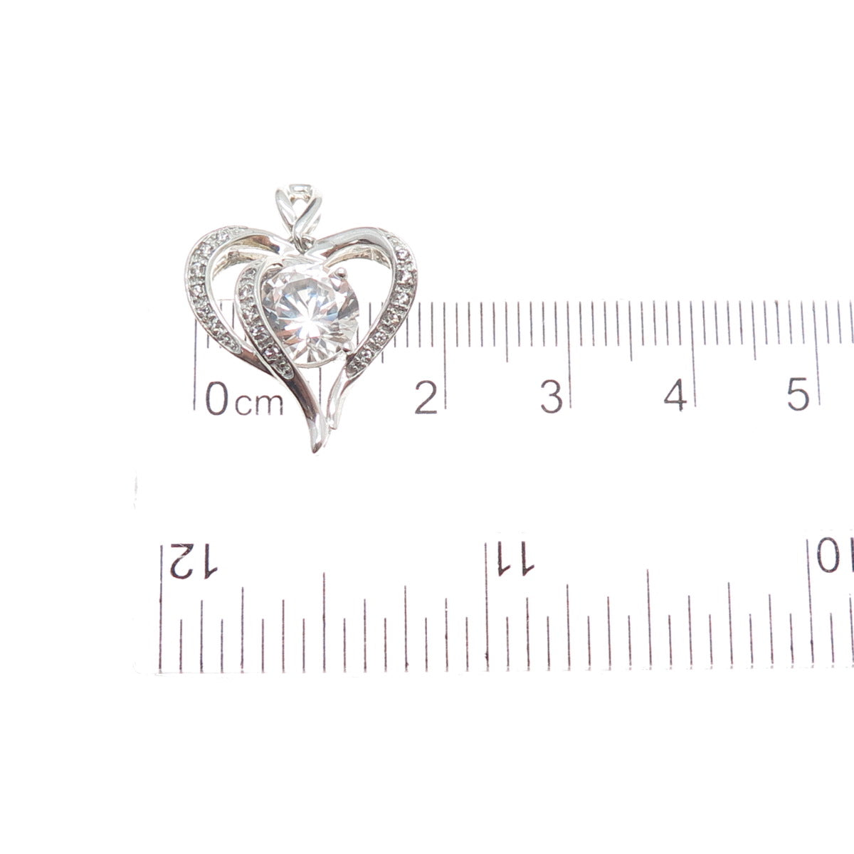 MICHELLE ALBALA 925 Sterling Silver Real White Topaz Heart Charm Pendant