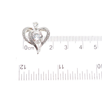 MICHELLE ALBALA 925 Sterling Silver Real White Topaz Heart Charm Pendant