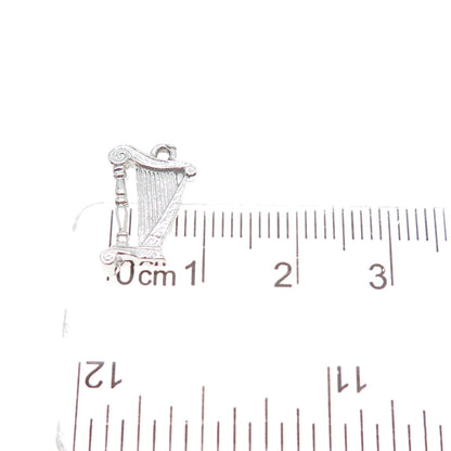 925 Sterling Silver Vintage Harp Music Instrument Minimalist Charm Pendant