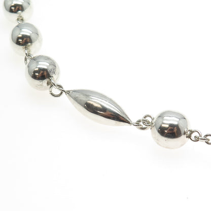 925 Sterling Silver Vintage Mexico Modernist Ball Beads Chain Necklace 24"