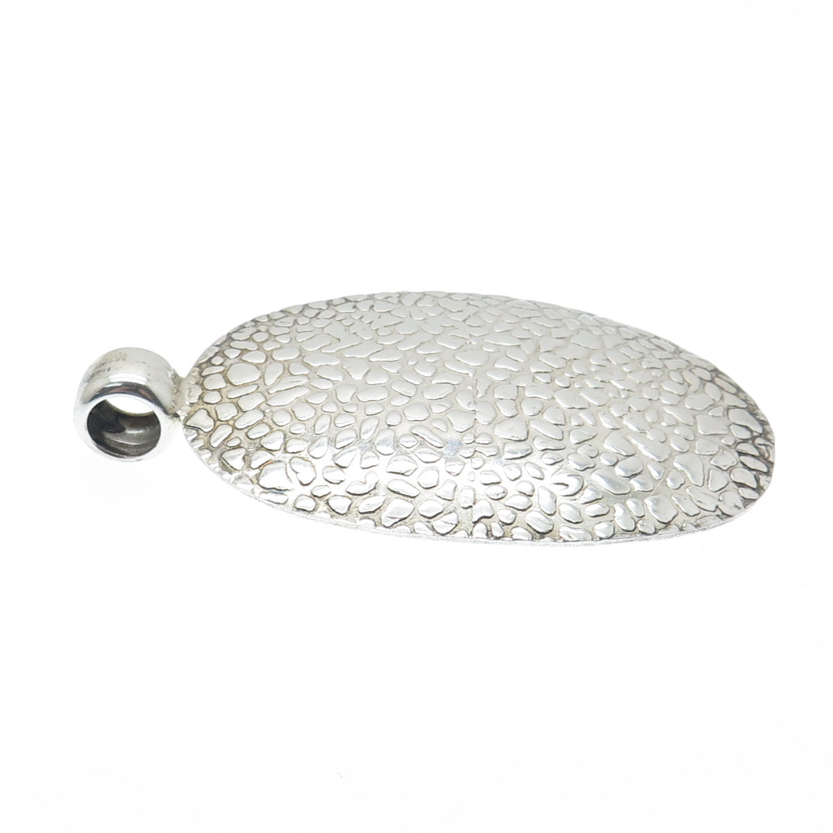 925 Sterling Silver Vintage Modernist Nugget Oval Pendant