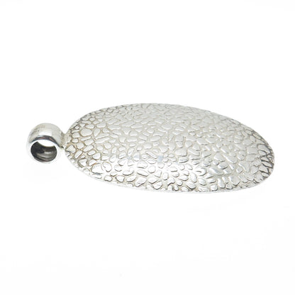 925 Sterling Silver Vintage Modernist Nugget Oval Pendant