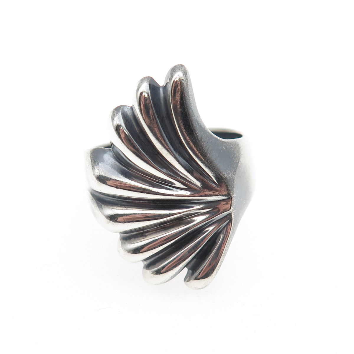 925 Sterling Silver Vintage Mexico Modernist Wing Oxidized Ring Size 9.25