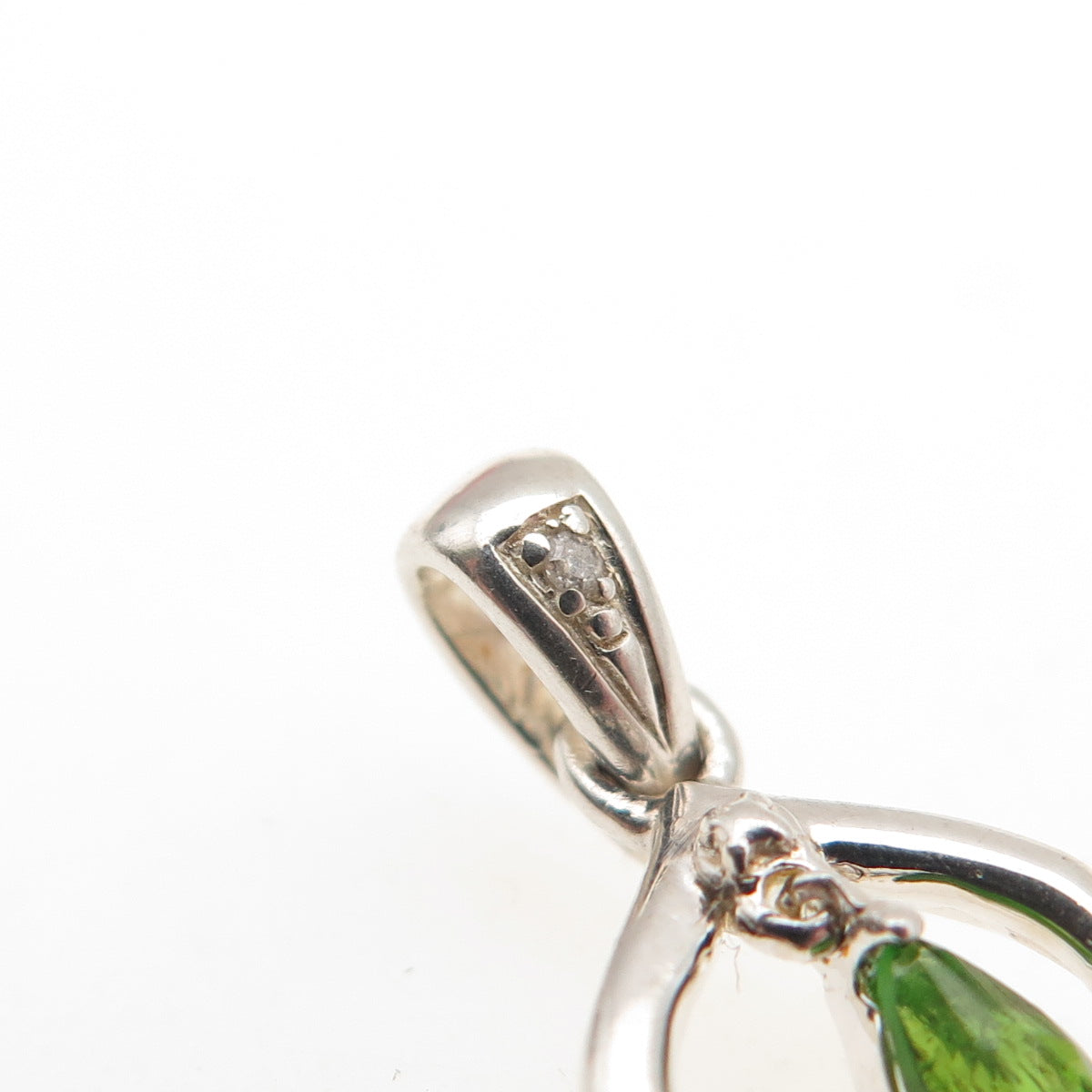 MICHELLE ALBALA 925 Sterling Real Diamond Accent & Peridot Chandelier Pendant