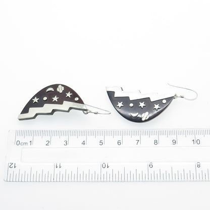 ZEALANDIA 925 Sterling Silver Vintage Shell Crescent Moon Modernist Earrings