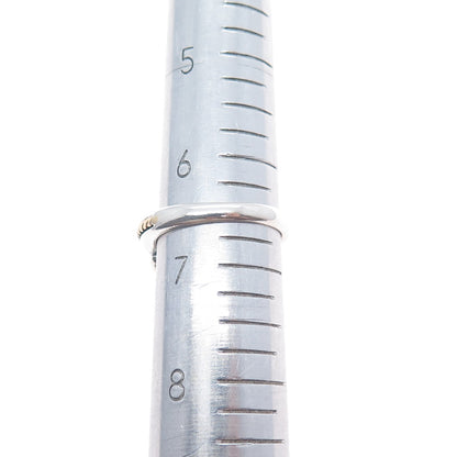 TIFFANY & CO. 925 Sterling Silver 18K Gold Vintage 1990 Crisscross Ring Size 6.5