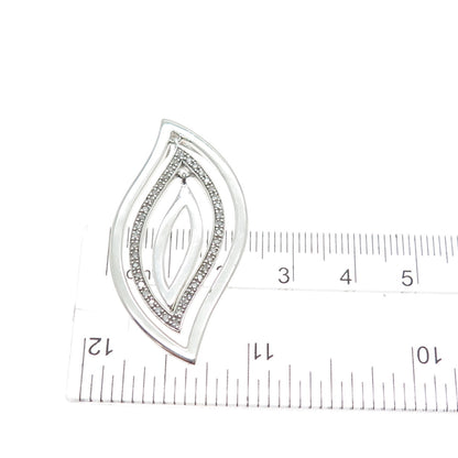 925 Sterling Silver Real Round-Cut Diamond Floral Petal Slide Pendant