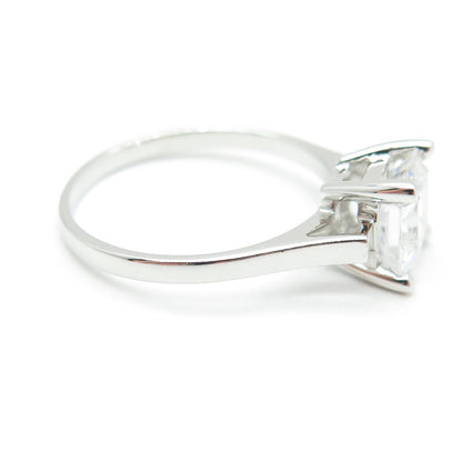 925 Sterling Silver Princess-Cut C Z Engagement Ring Size 9.25
