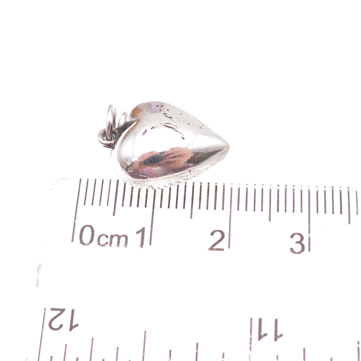 925 Sterling Silver Antique Art Deco Engraved Chatelaine Heart Charm Pendant