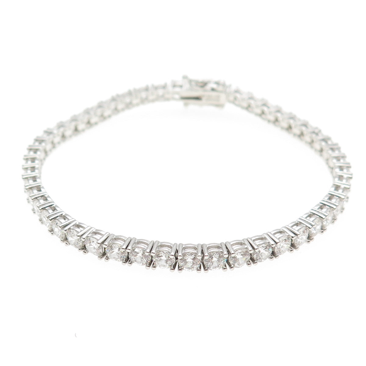 925 Sterling Silver Round-Cut C Z Tennis Link Bracelet 7.25"