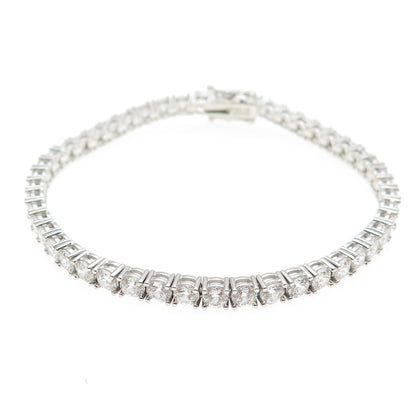 925 Sterling Silver Round-Cut C Z Tennis Link Bracelet 7.25"