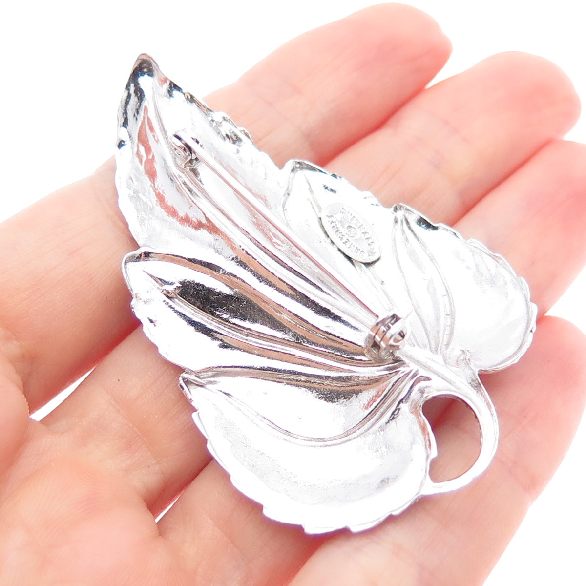 DANECRAFT 925 Sterling Silver Antique Art Deco Floral Leaf Pin Brooch