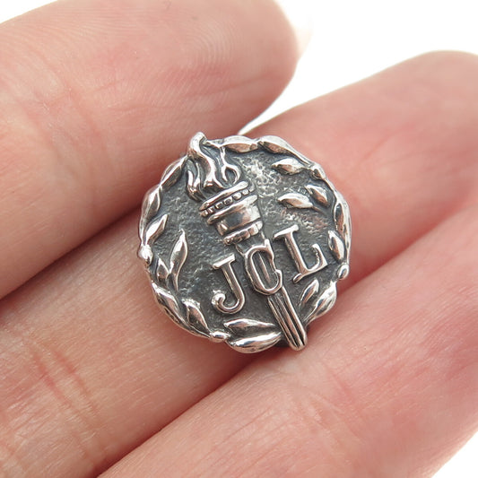 925 Sterling Silver Antique Art Deco JCL Junior Classical League Torch Brooch