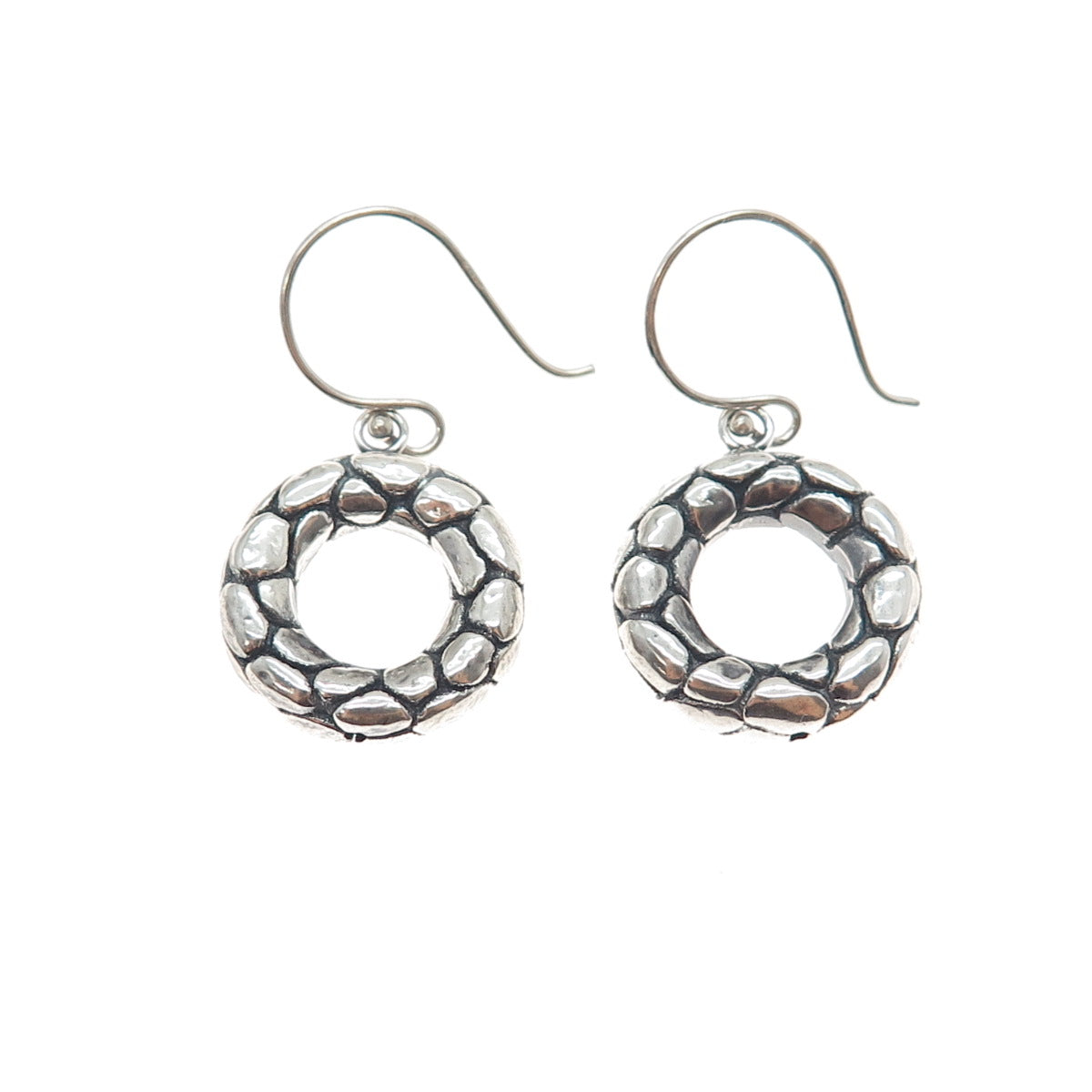 925 Sterling Silver Vintage Modernist Kali Dotted Dangle Earrings