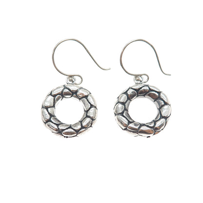 925 Sterling Silver Vintage Modernist Kali Dotted Dangle Earrings
