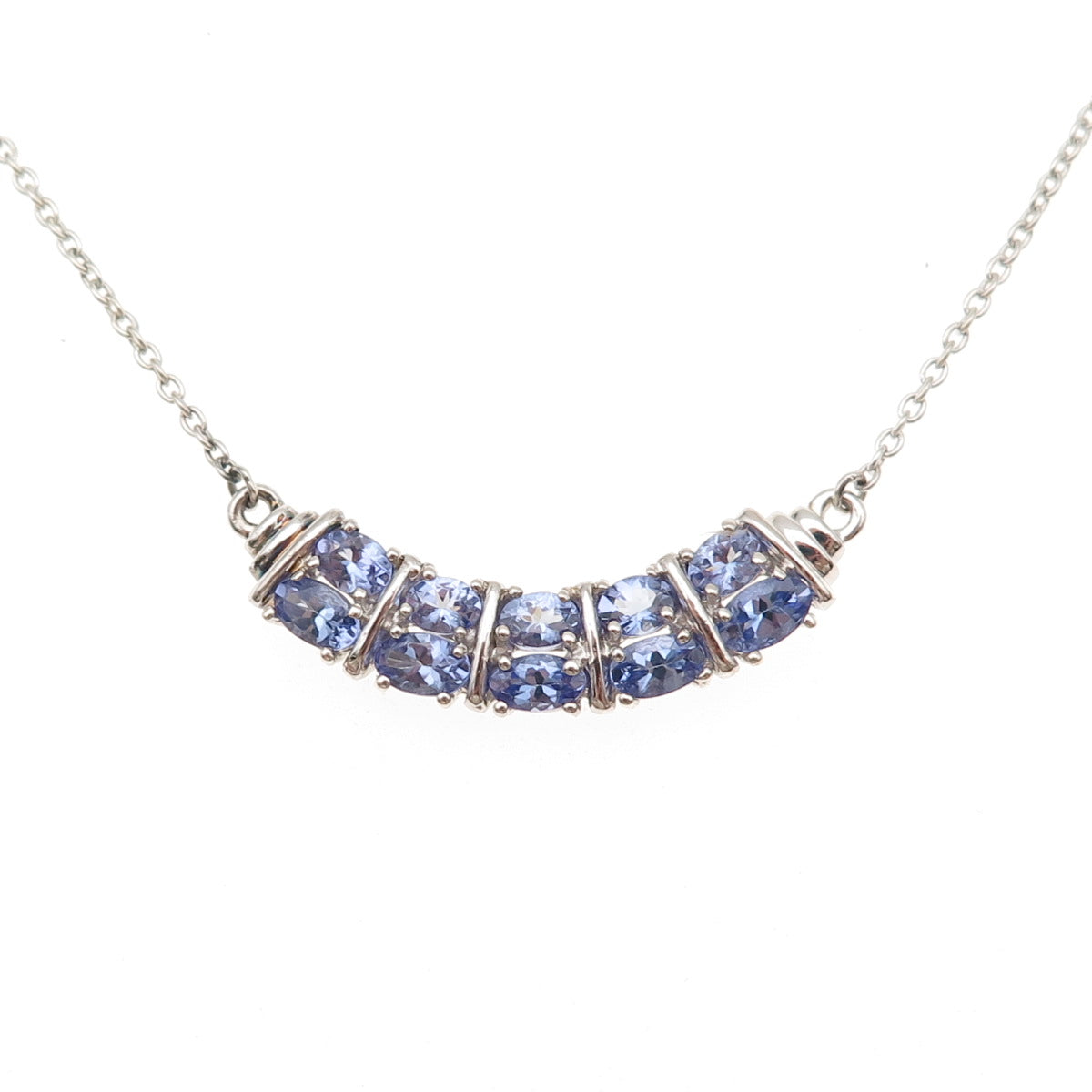 Chuck Clemency 925 Sterling Silver Real Tanzanite Cable Chain Necklace 18"