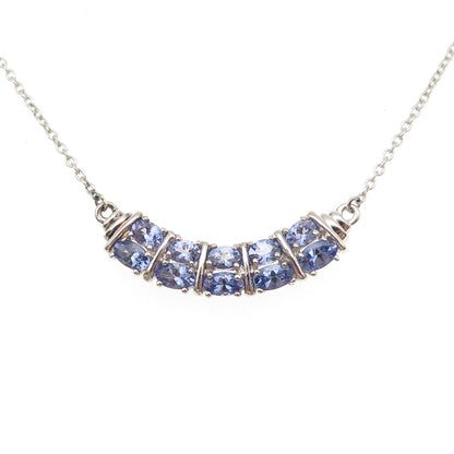Chuck Clemency 925 Sterling Silver Real Tanzanite Cable Chain Necklace 18"