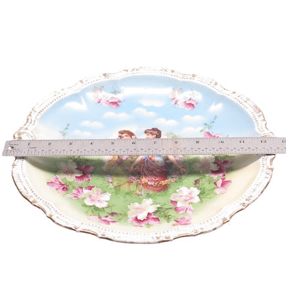 PORZELLANFABRIK MOSCHENDORF Antique Germany Flora Porcelain Cabinet Plate