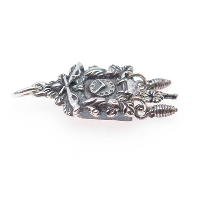 Fritz Reu & Co. 800 Silver Vintage Cuckoo Clock Oxidized Charm Pendant