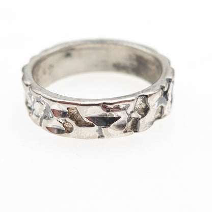 Lisa Lee Creations Sterling Silver Vintage Nugget Oxidized Band Ring Size 7.75