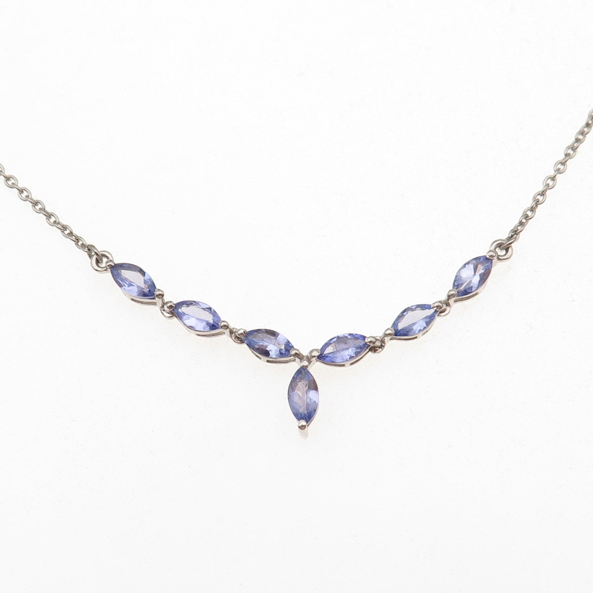 Chuck Clemency 925 Sterling Silver Real Tanzanite Cable Chain Necklace 18"