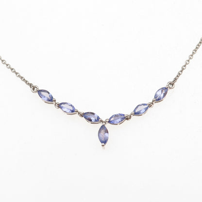 Chuck Clemency 925 Sterling Silver Real Tanzanite Cable Chain Necklace 18"