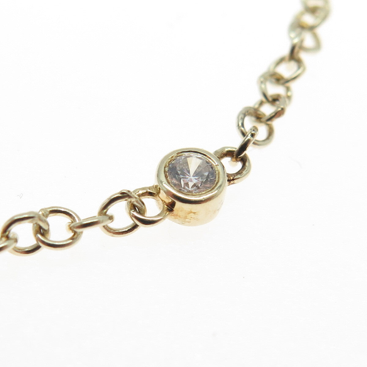 925 Sterling Silver Gold Plated Round-Cut C Z Adjustable Bracelet 7-9.25"