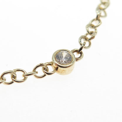 925 Sterling Silver Gold Plated Round-Cut C Z Adjustable Bracelet 7-9.25"