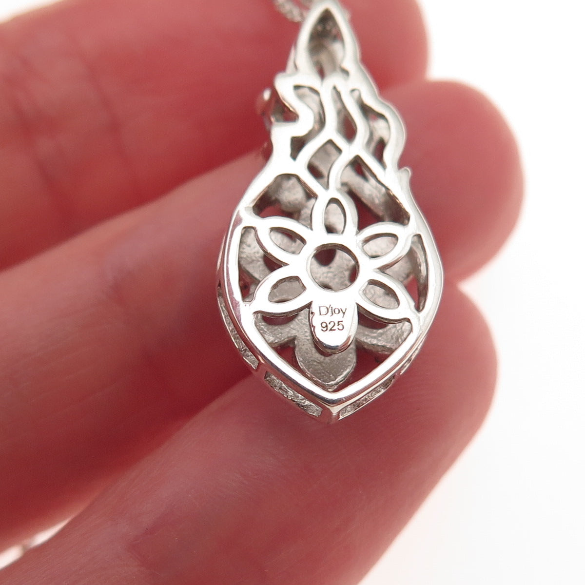 D'Joy 925 Sterling Silver Real Green Sapphire Floral Cable Chain Necklace 20"