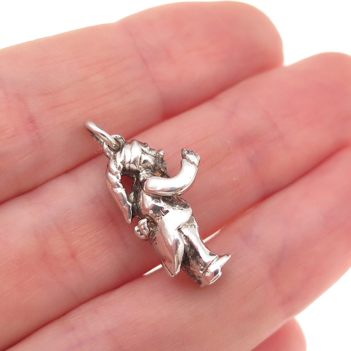 925 Sterling Silver Vintage Garden Gnome Oxidized 3D Charm Pendant