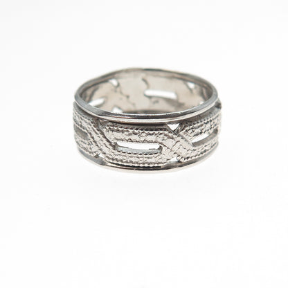 J. Esposito 925 Sterling Silver Vintage Chain Pattern Band Ring Size 6.25