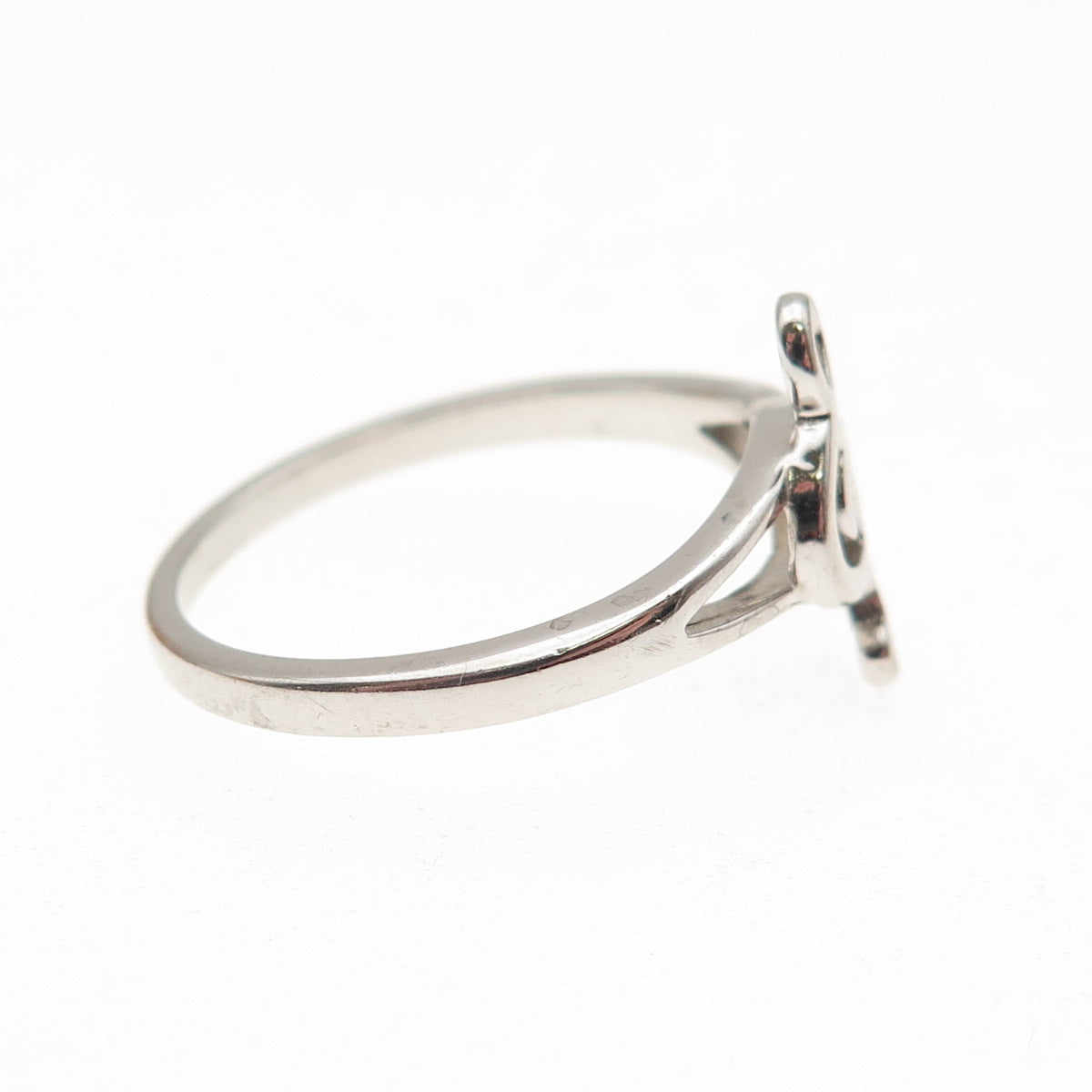 925 Sterling Silver Vintage Treble Clef Ring Size 8
