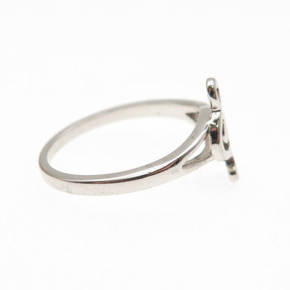 925 Sterling Silver Vintage Treble Clef Ring Size 8