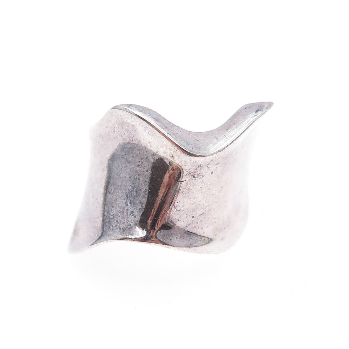 925 Sterling Silver Vintage Italy Modernist Wavy Oxidized Ring Size 7