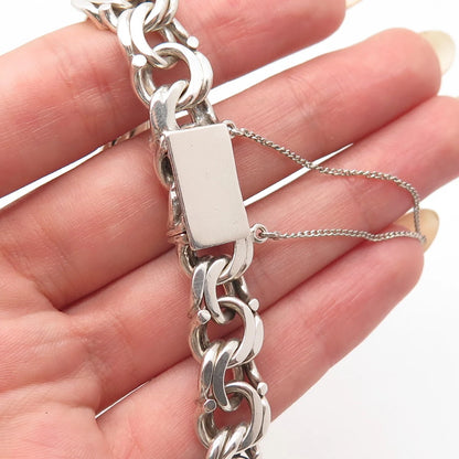 925 Sterling Silver Vintage Double Rolo Link Bracelet 6.75"
