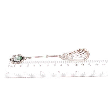 Fritz Reu & Co. 800 Silver Antique Enamel Braunlage Germany Seashell Sugar Spoon