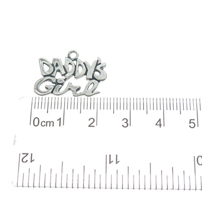 SUNDANCER 925 Sterling Silver Vintage Daddy's Girl Oxidized Mini Charm Pendant